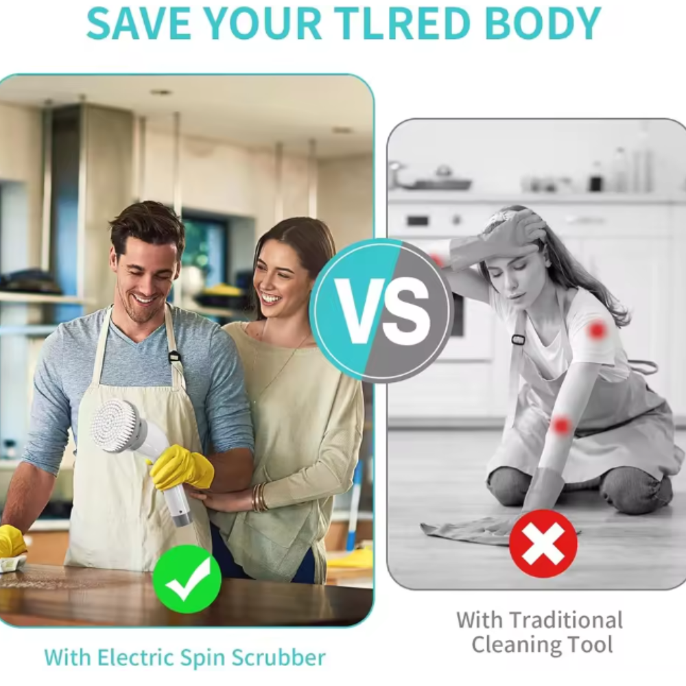 Electric Spin Scrubber – Deep Cleaning Made Effortless (8 Replaceable Brush Heads!)