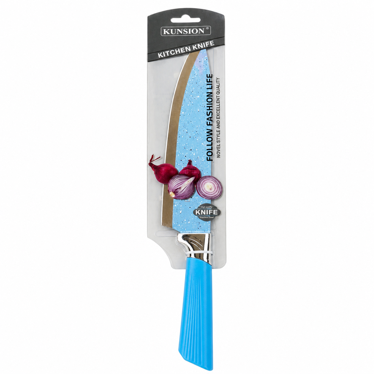 Durable & Rust-Resistant KUNSION Blue Fashion Series Chef Knife