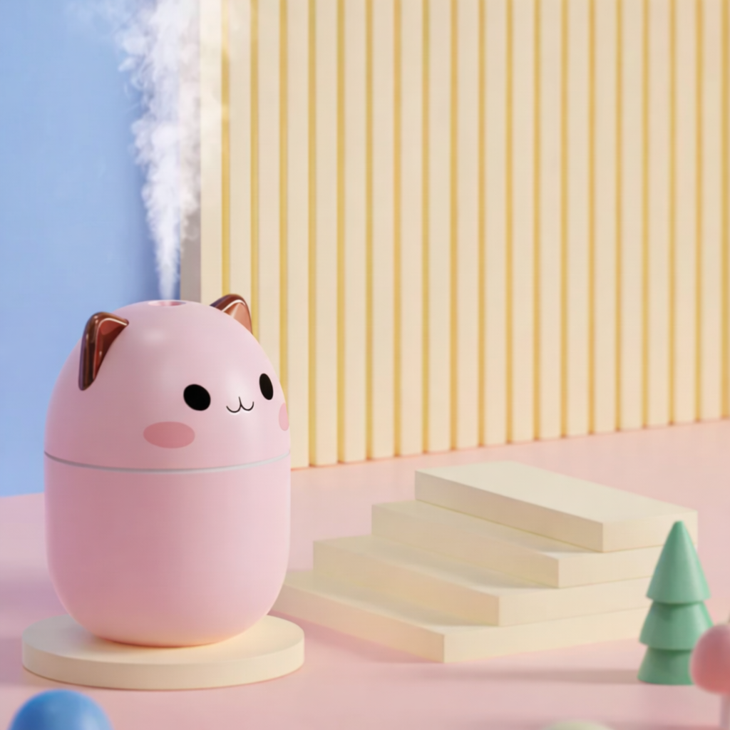 Cute Cat Style Mini Humidifier | Colorful Mini Mist Sprayer for Desk & Bedroom