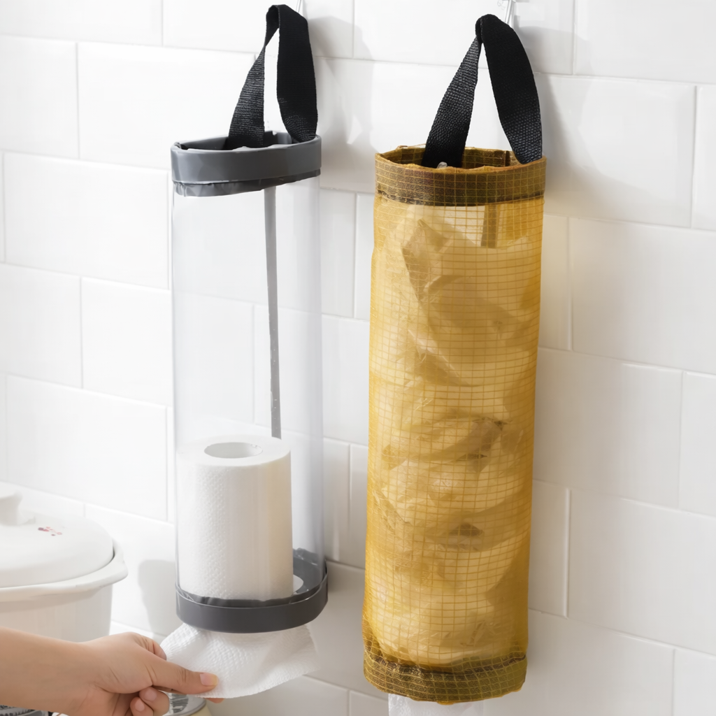 Easy-Access Trash Bag Holder | Mountable Grocery Bag Storage Dispenser