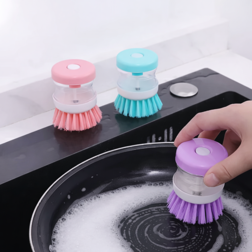 Kitchen Dispense Brush: Fast, Mess-Free Dish Cleaning Solution