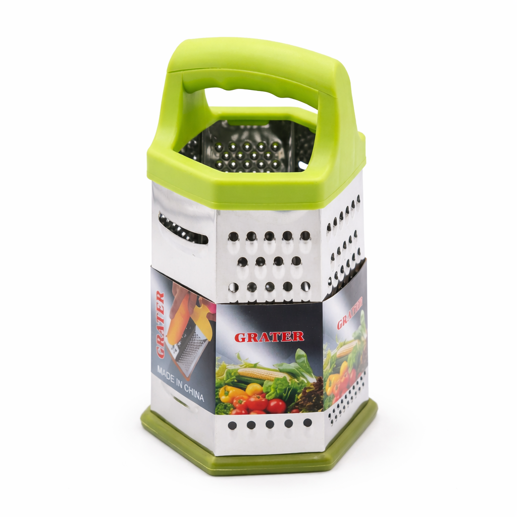 6-in-1 MasterChef Hexagonal Stainless Steel Grater with Comfort Grip