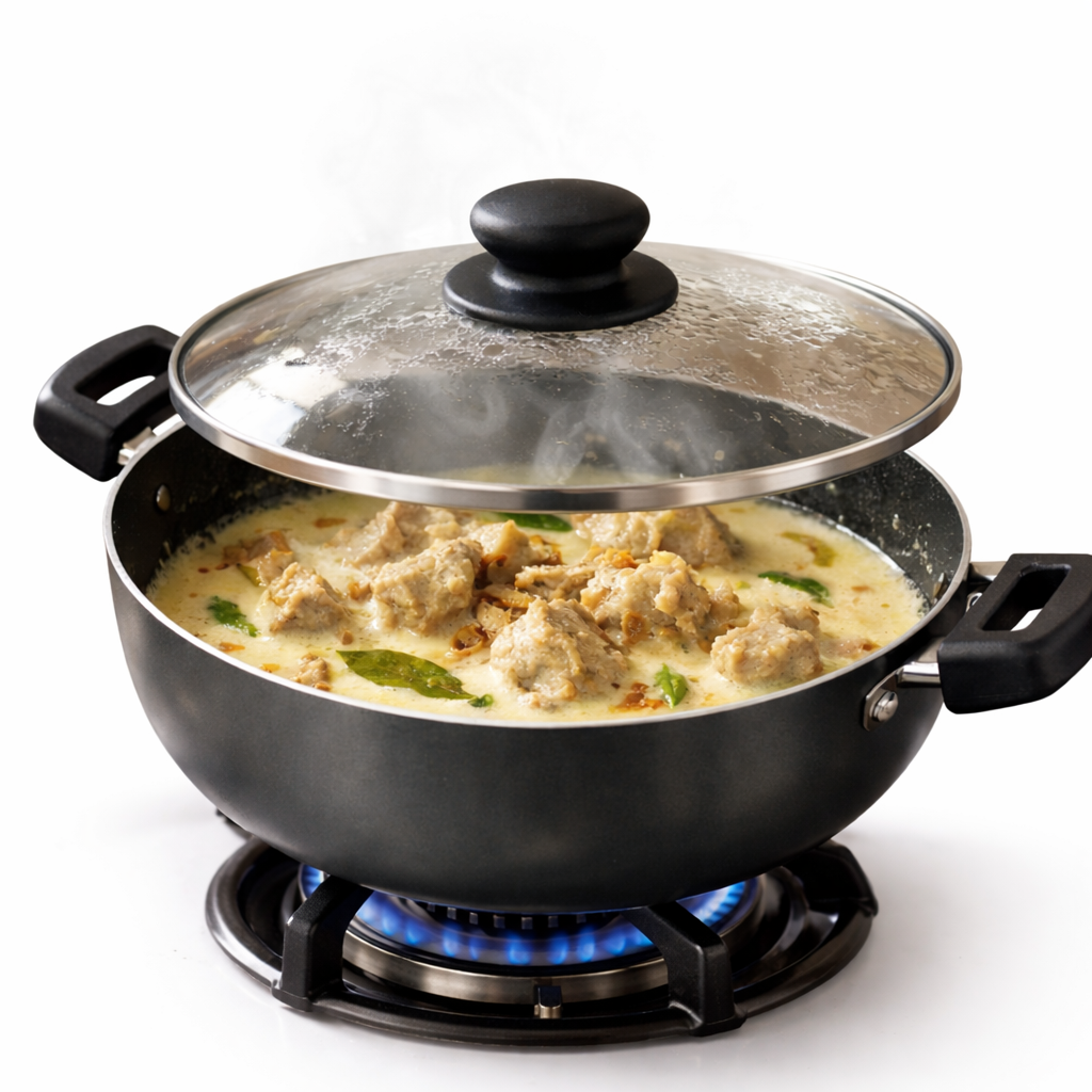 Premium Non-Stick Deep Frying Wok with Glass Lid – 22cm