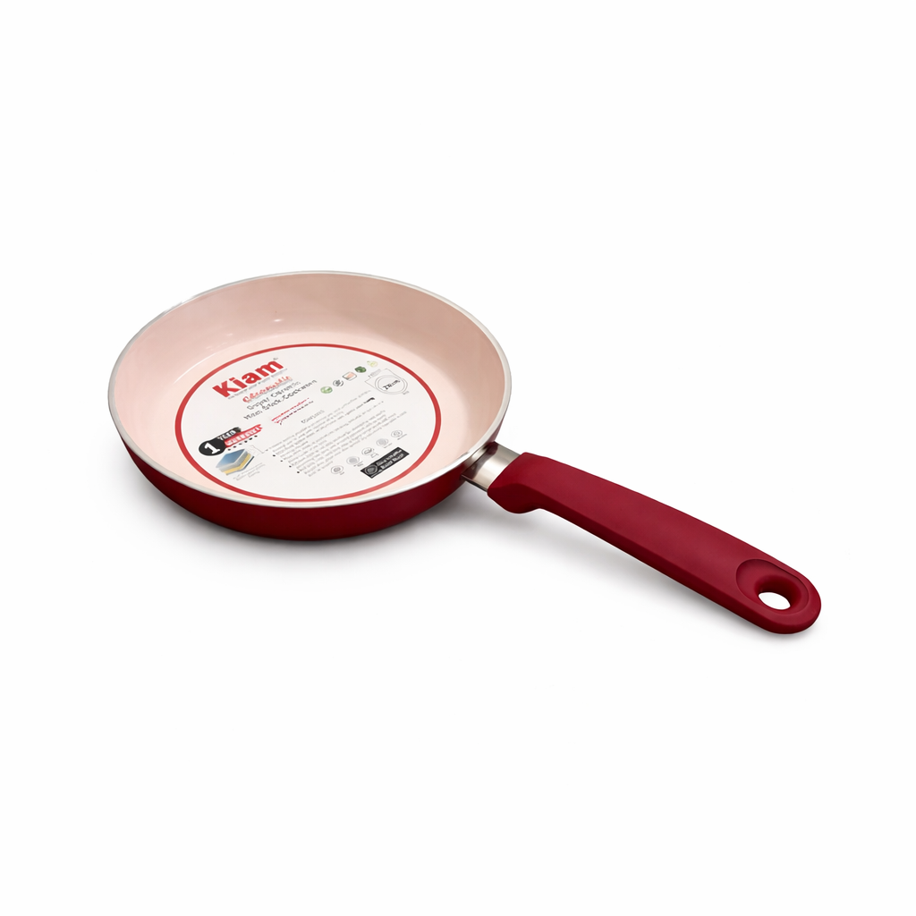 Premium Ceramic Non-Stick Fry Pan (24cm) – Red Handle