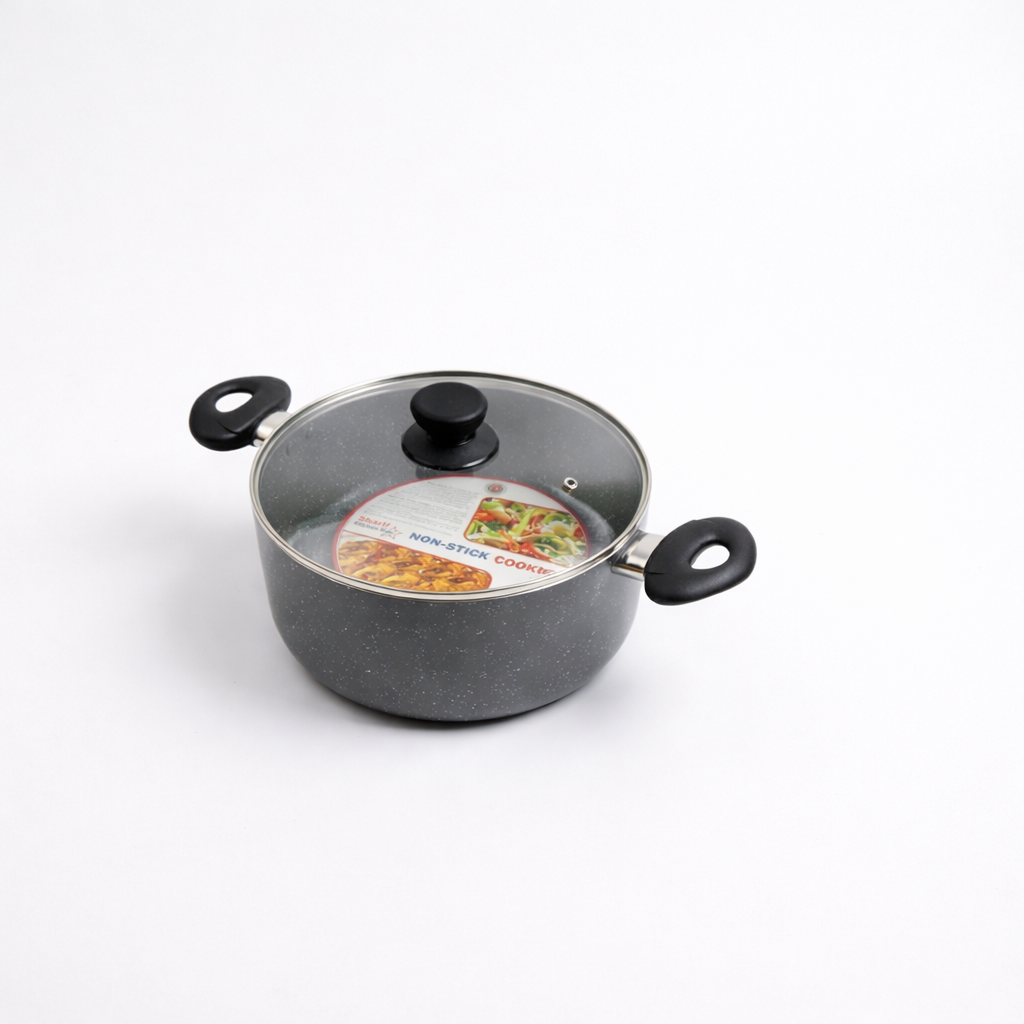 Premium Non-Stick Deep Cooking Pot with Glass Lid – 24cm