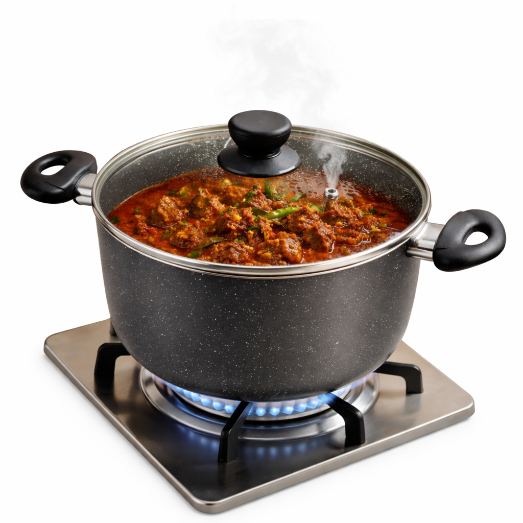 Premium Non-Stick Deep Cooking Pot with Glass Lid – 24cm