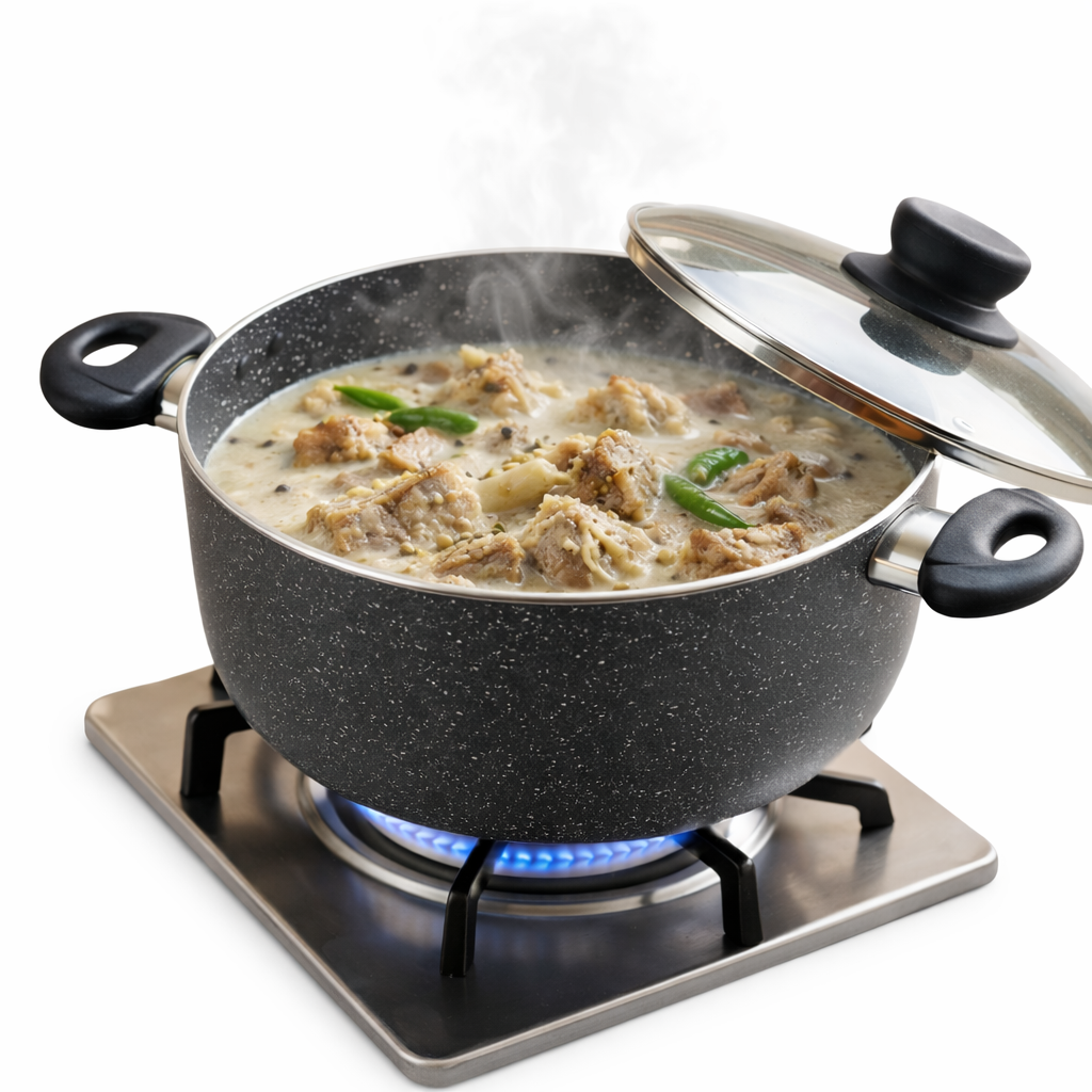 Premium Non-Stick Deep Cooking Pot with Glass Lid – 24cm