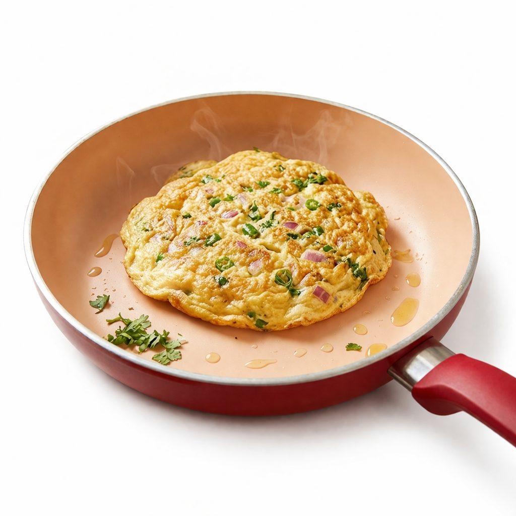 Premium Ceramic Non-Stick Fry Pan (24cm) – Red Handle