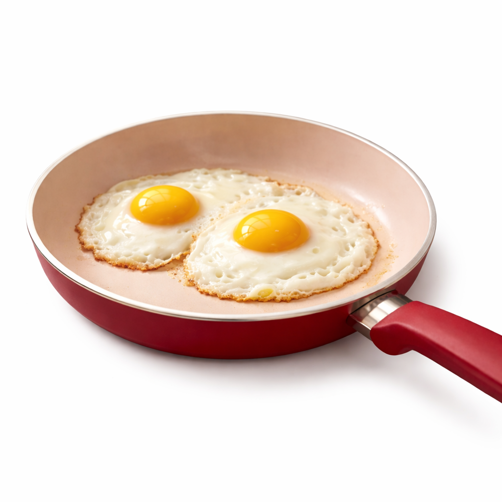Premium Ceramic Non-Stick Fry Pan (24cm) – Red Handle