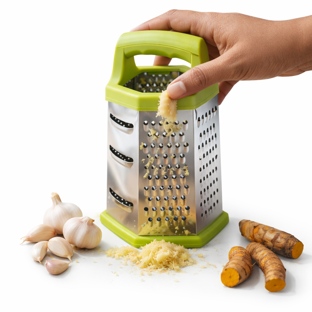 6-in-1 MasterChef Hexagonal Stainless Steel Grater with Comfort Grip