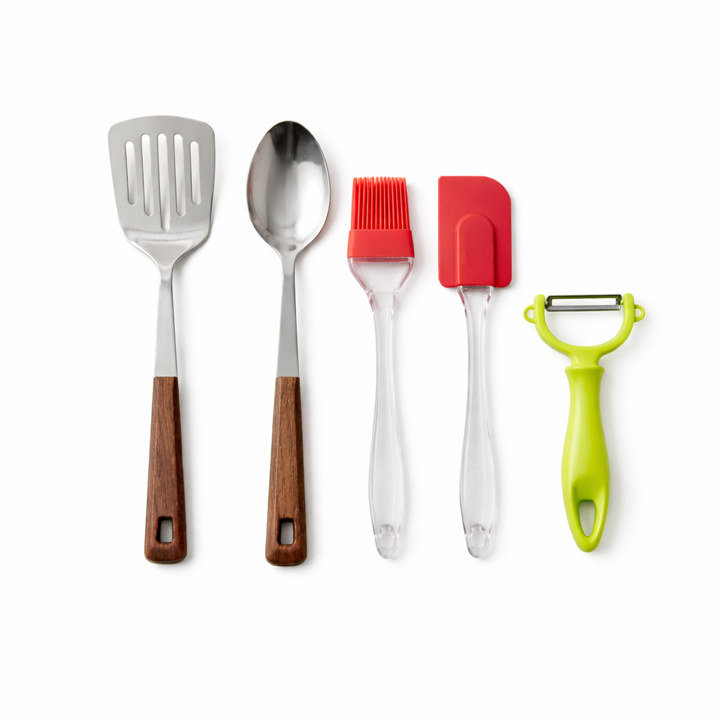 Premium 5-Piece Kitchen Utensil Set – Spatula, Ladle, Brush, Scraper & Peeler