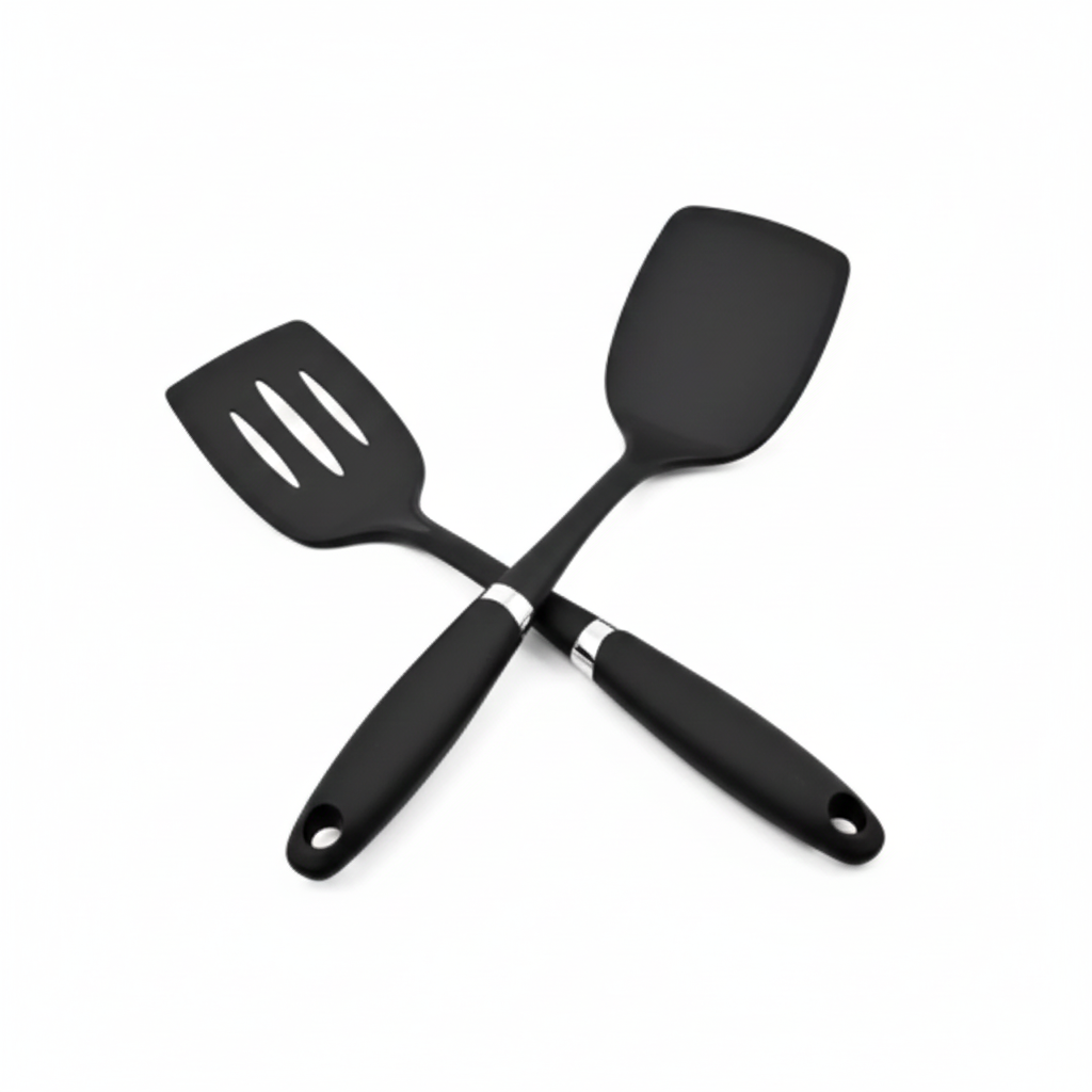 Premium Non-Stick Safe Silicone Utensil Set (2 Pcs) | Heat-Resistant Hollow Colander Spoon & Shovel