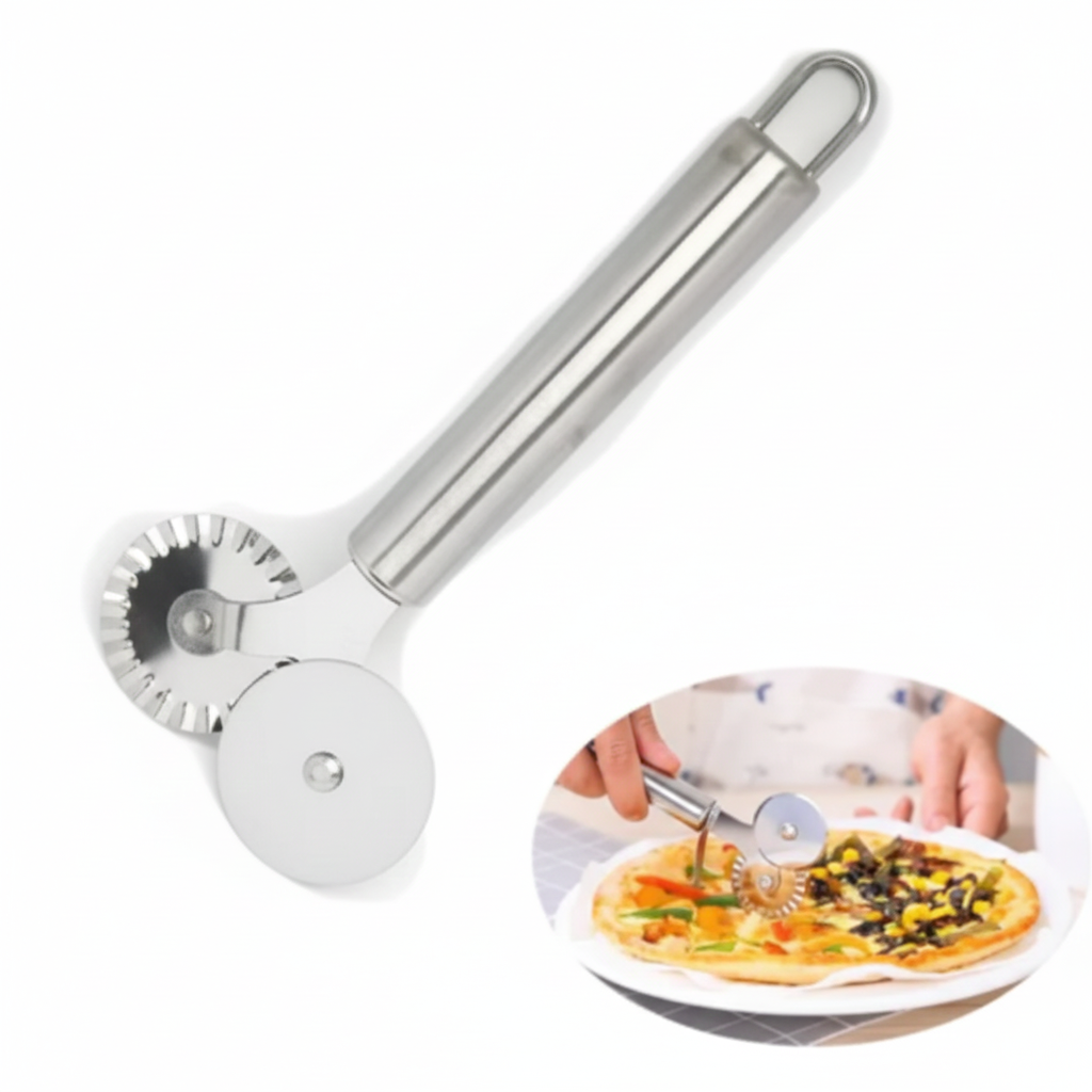 Premium Stainless Steel Pizza & Pitha Wheel Cutter | Sharp, Durable Kitchen Slicer