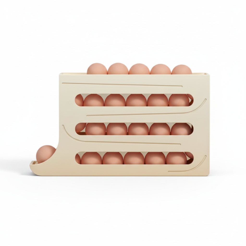 No More Cracked Eggs Space-Saving, Protective 4-Level Fridge Egg Organizer