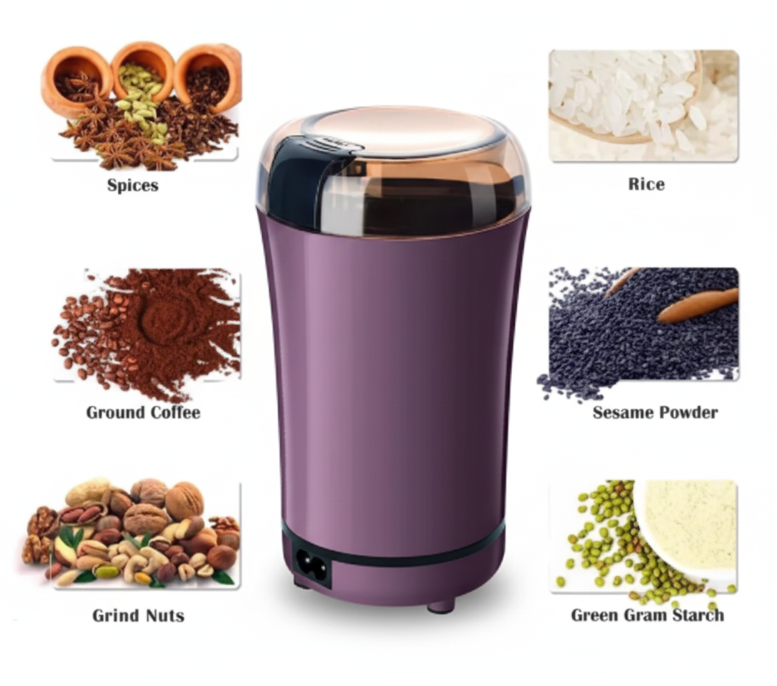 Silent & Powerful Electric Grinder – Fresh Coffee, Spices, and Grains with Ease