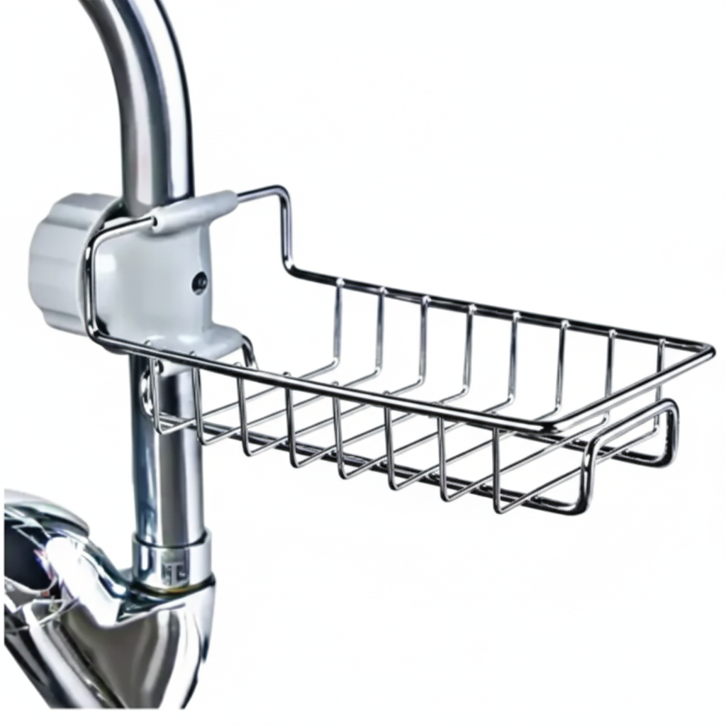 Premium Stainless Steel Faucet Caddy | Durable Kitchen Sink Organizer