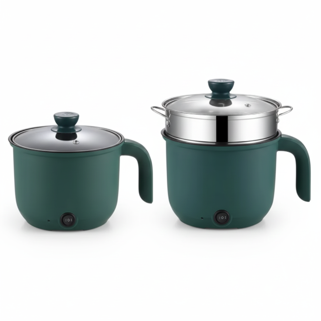 Multifunctional Nonstick Electric Pot | Double-Layer Hot Pot, Rice Cooker & Steamer for 1-2 Persons